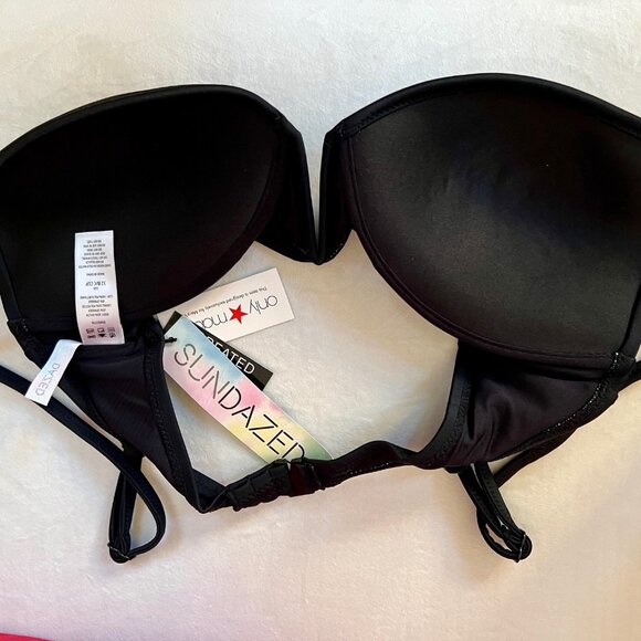 SUNDAZED BRA SIZE 32 B/C BIIKINI TOP Black Wire Top NWT - Picture 3 of 6